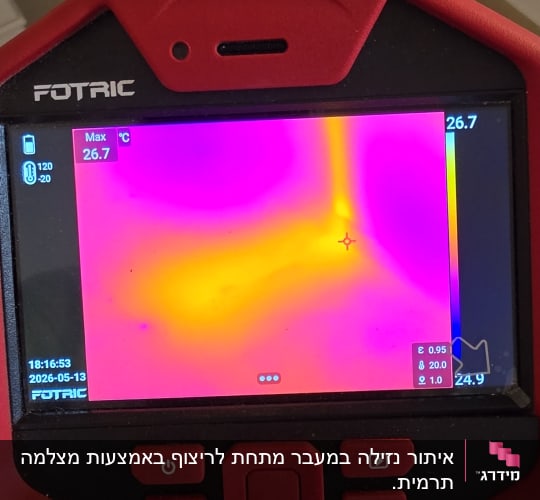 מצלמה תרמית מציגה תמונת חום על מסך